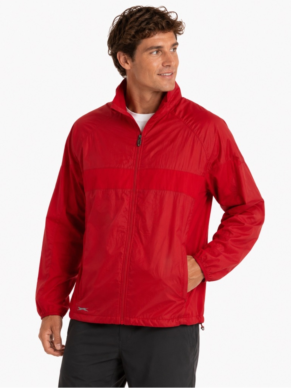 Vintage Slazenger Red Windbreaker Jacket Full Zip Sport Retro Lightweight Large